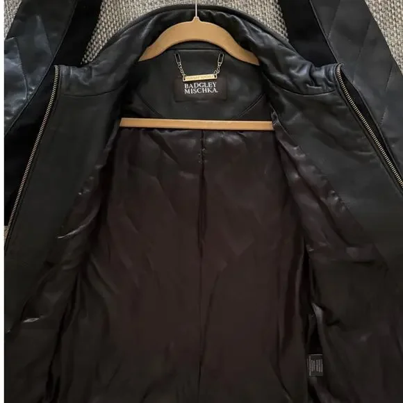 BADGELY MISCHKA Eloise Quilted Leather Jacket L Goth Grunge Dark Romance - Picture 4 of 8